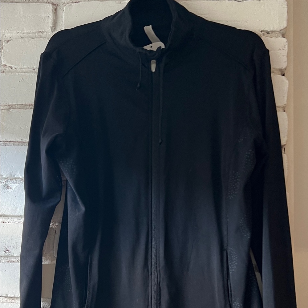 Black Women's Zip-Front Jacket funnel neck athletic jacket - Picture 3 of 11